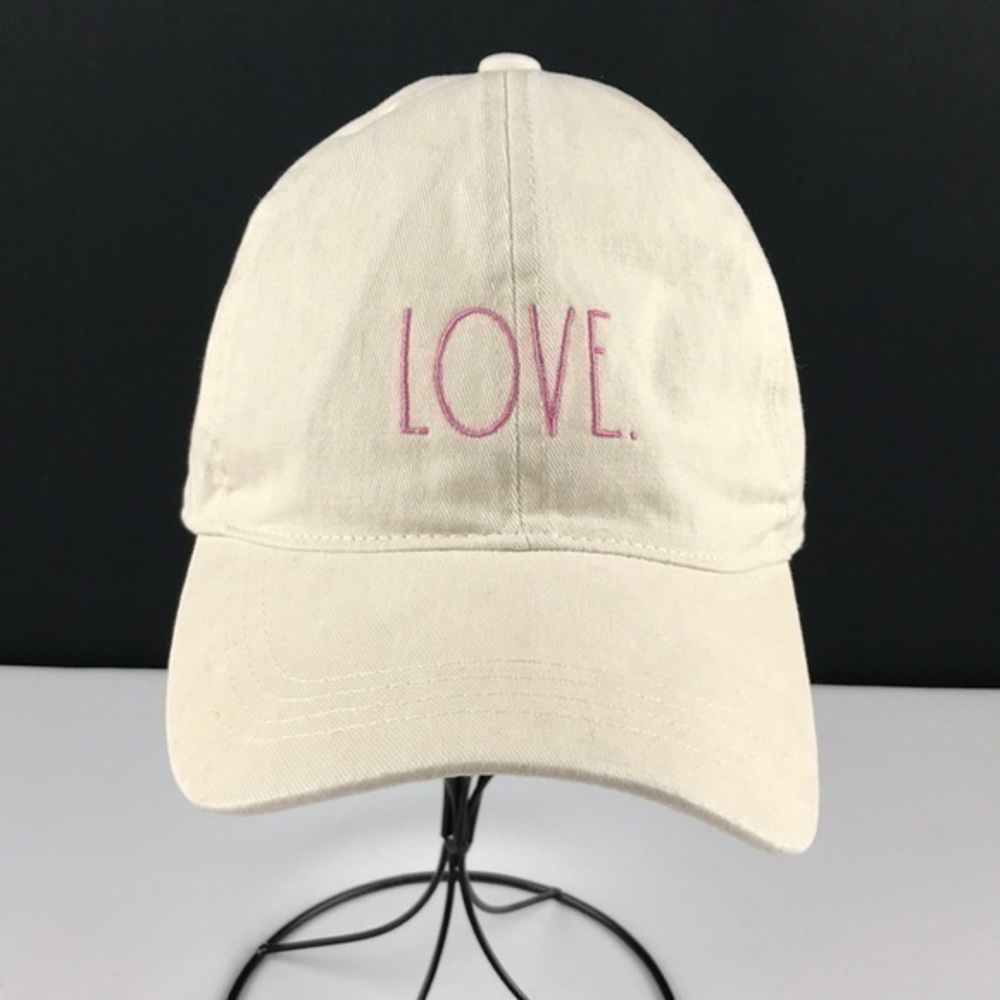 Rae Dunn - 4/$98 - ‘Love’ beige/pink. Cap. NWT
